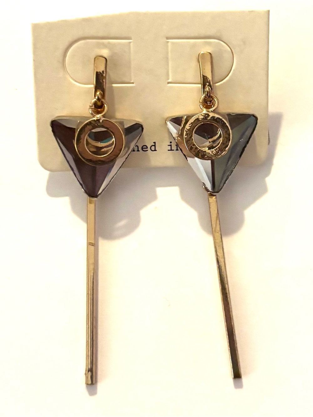 Fashion Jewelry Gold-Tone Drop Earrings with Charcoal Crystal